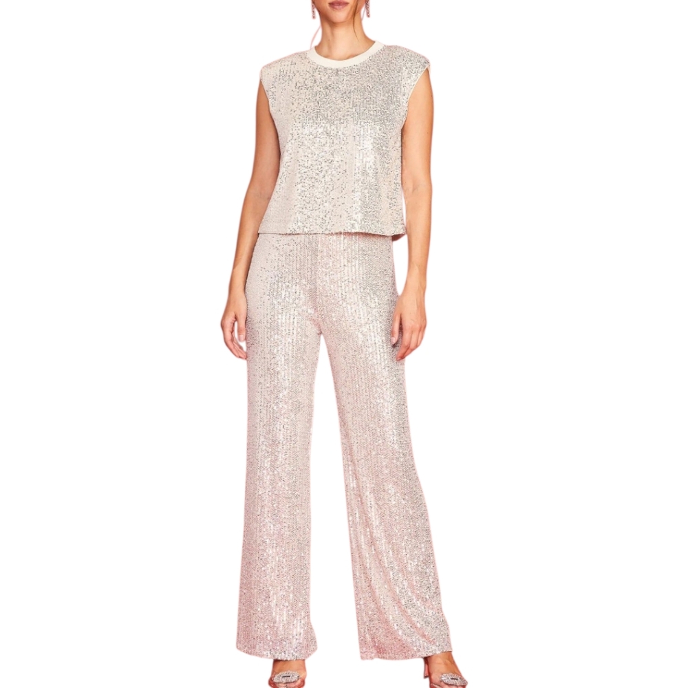 Skies Are Blue Champagne And Silver Sequin 2 Piece Set, Size Small, NWT